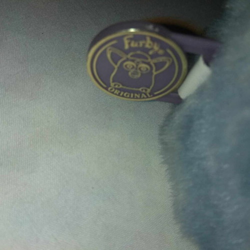 Vintage Rare Furby 90s Blue Grey Teal White new with Greek note