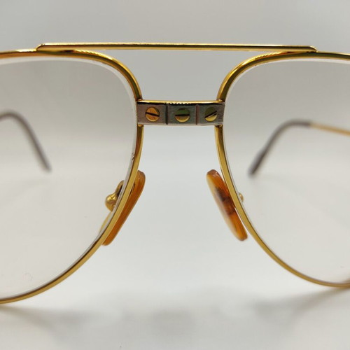 Must De Cartier Gold Santos 22kt Gold Plated glasses used