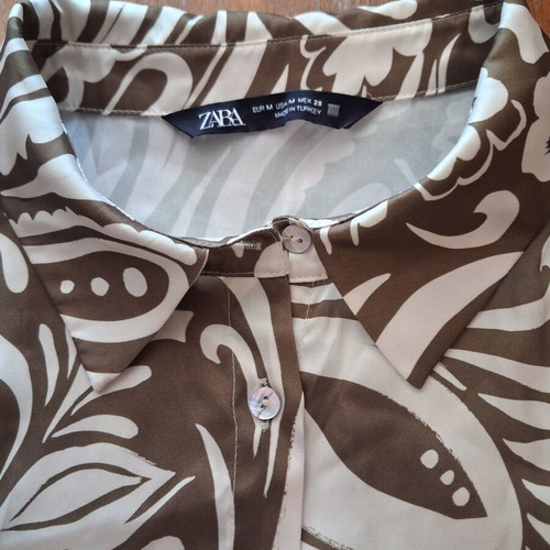 Zara satin women's shirt medium oversize like new beige and khaki
