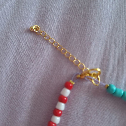 Handmade necklace with pearl and adjustable size, multicolor