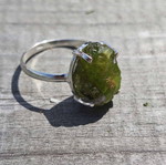 Silver ring with natural peridot new, size US 9.5