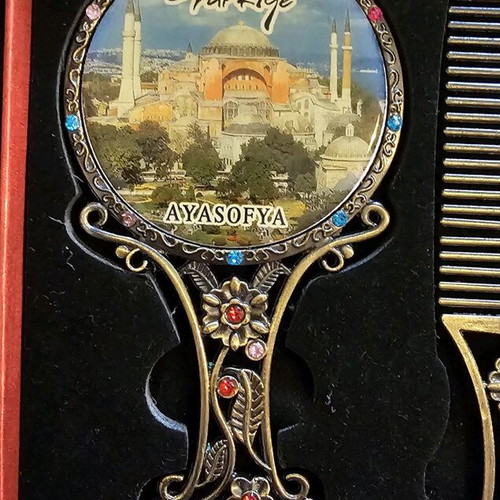 Vintage mirror and comb set from Turkey