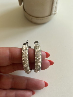 Oxette silver hoop earrings with rhinestones used