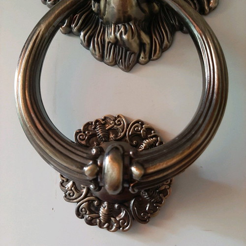 Vintage metal door knocker with lion head new