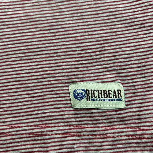 Richbear Polo Shirt Large Maroon White Striped vintage effect like new
