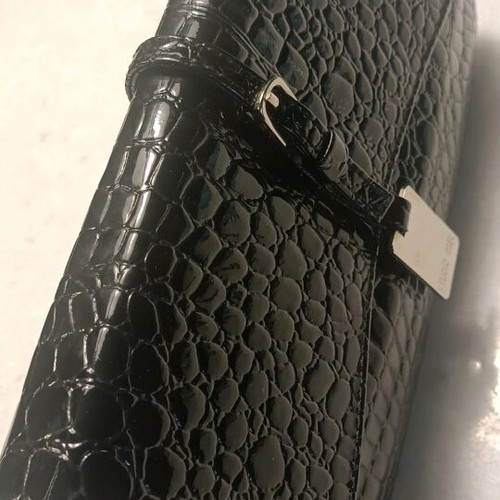 Croc print vegan leather shoulder bag like new, black