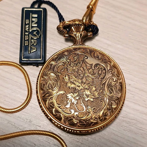 Vintage Inora pocket watch wind-up like new with chain