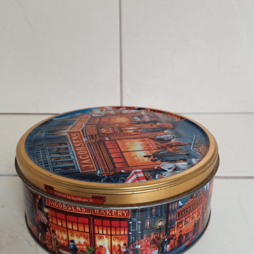 Metal Collectible Box Jacobsens Bakery's with Vintage Embossed Lid