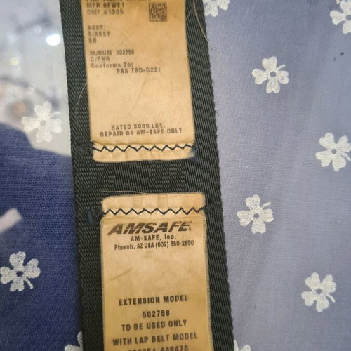 AMSAFE seatbelt used for aircraft display