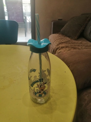 Children's glass cup with straw 500ML new