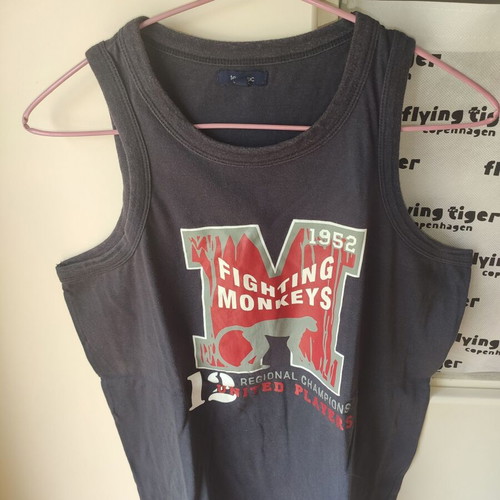 Tex Basic Fighting Monkeys sleeveless T-shirt navy blue like new