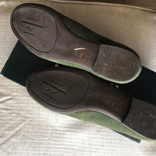 Ralph Lauren suede ballerinas like new, olive, size 40