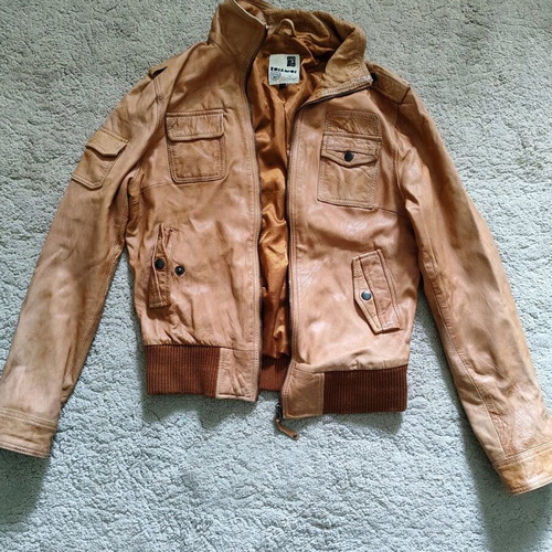 Toi&Moi leather jacket used, tabba color, size medium