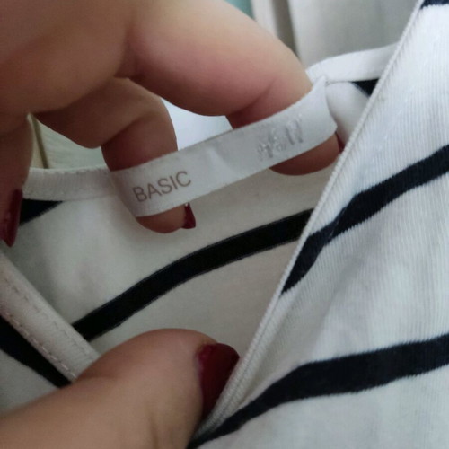 Striped black and white bodysuit used, size L, H&M