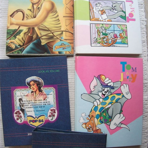 Small folders new, pack of 5, 1980-1990 decade with Indiana Jones, Tom & Jerry, Pop 84