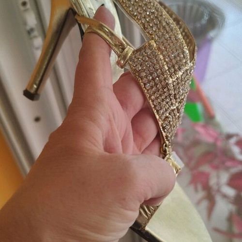 Chic gold sandals with stones size 36 used