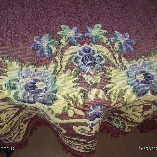 Old double-sided figure tablecloth, thick fabric, 1950s, 1.50x1.50 m
