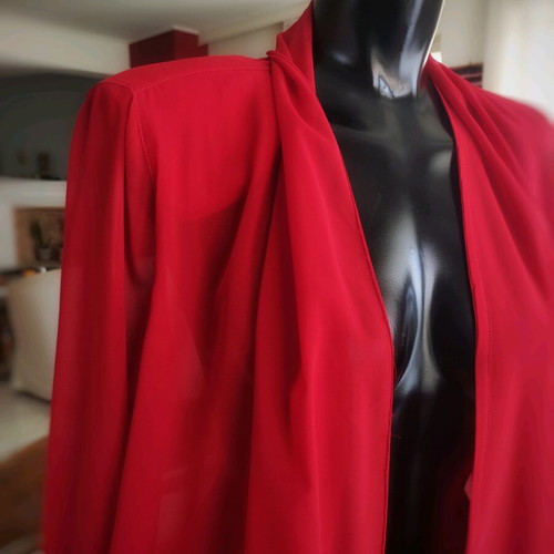 Vintage red chiffon kimono cardigan like new, size M