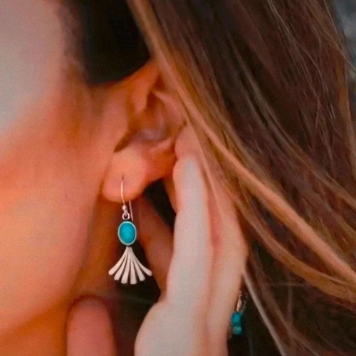 Earrings with turquoise stone new, hypoallergenic brass