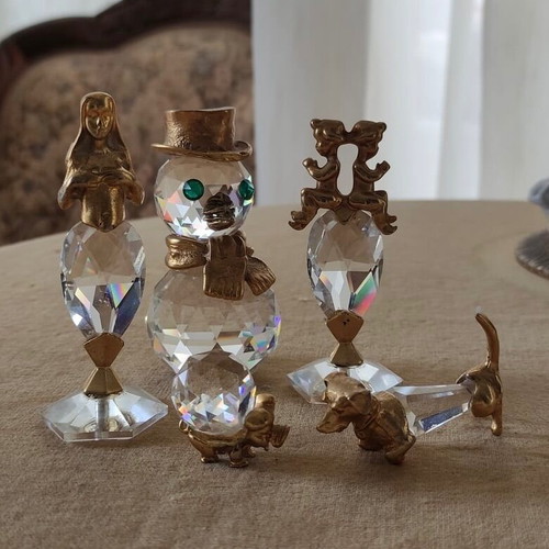 Small Swarovski collection with gold-plated decoration 5 pieces used