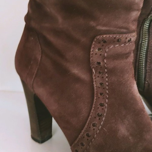 Suede boots used, genuine leather, size 40, brown