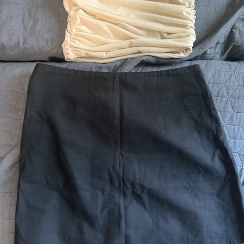 Shein skirt and blouse set, black and beige