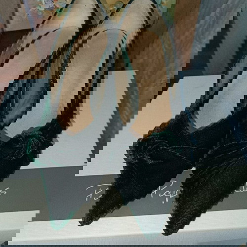 Παπούτσια Panos Papadopoulos χειροποίητα μεταχειρισμένα no 37 σμαράγδι πράσινο δέρμα και βελούδο