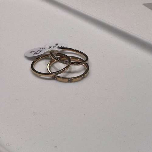 Ring stack gold plated set of 3, new, size 8
