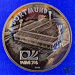  Ασημένιο μετάλλιο. Γερμανία 1974, Παγκόσμιο Κύπελλο ποδοσφαίρου γήπεδο Ντόρτμουντ. DORTMUND Stadium