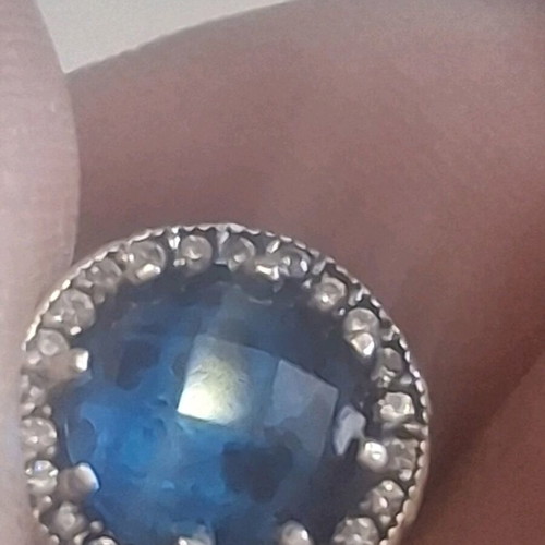 Charm for bracelets with blue crystal and zircon stones like new