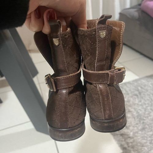 Massimo Dutti leather ankle boots size 35 like new dark brown