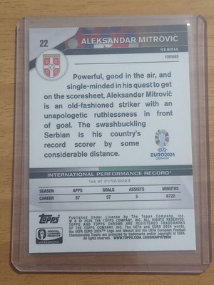 Topps Chrome Euro 2024 Aleksandar Mitrovic Serbia Green Ray Wave Refractor No 22gr καινούργιο