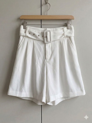Stradivarius Shorts με ζώνη σαν καινούργια, άσπρα, μέγεθος S