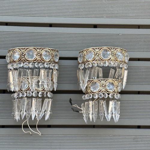 Aluminum wall lights used, set of 2, size 19.5x22 cm