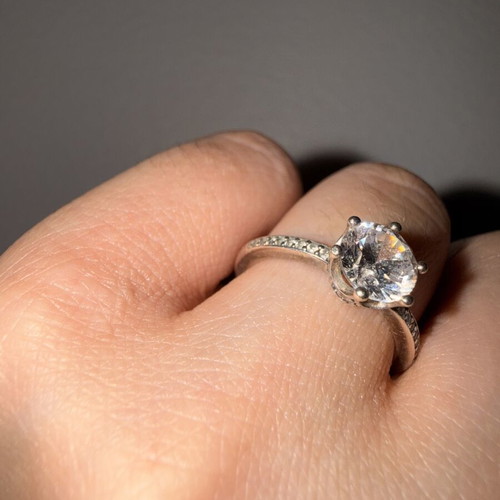 Pandora Solitaire Ring Silver 925 with CZ size 48 like new