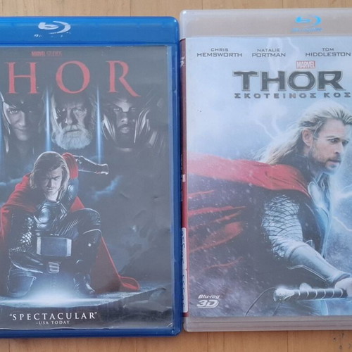 Thor and Thor 2: The Dark World Marvel Blu-ray set with Greek subtitles