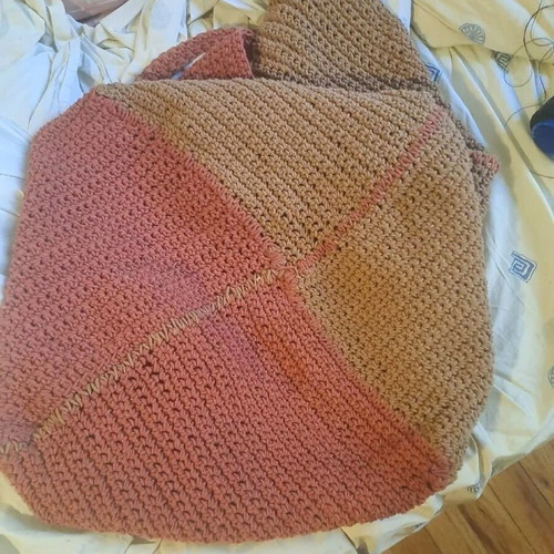 Handmade large shoulder bag terracotta, 100% cotton yarn