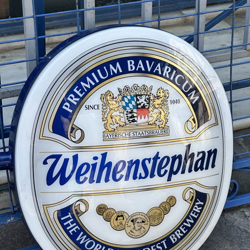 Weihenstephan vintage illuminated beer sign used, 65×60 cm