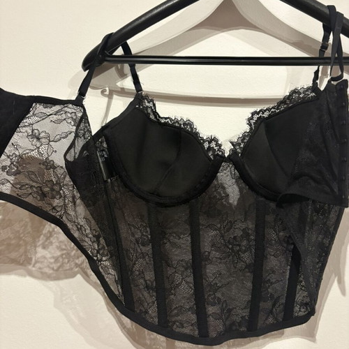 H&M Women's Corset Lace Fitted Size 80B Black New