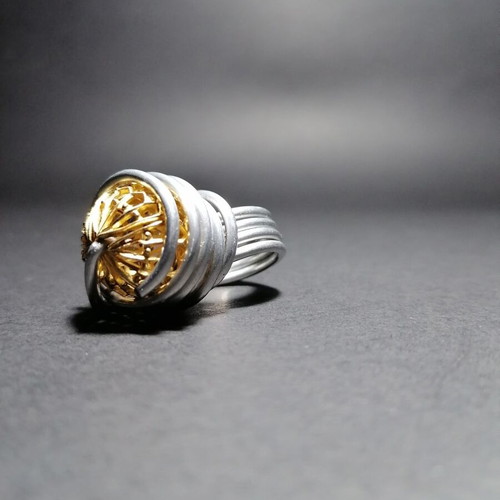 Ring No. 52.5 like new, silver and yellow