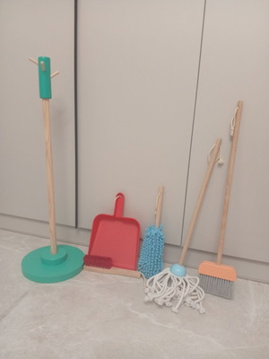 Playtive wooden children's broom set with base for play