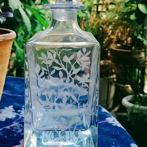 Crystal Engraved Decanter from England new