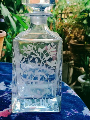 Crystal Engraved Decanter from England new