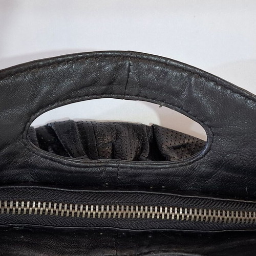 Vintage Diesel black leather clutch bag used, sporty design