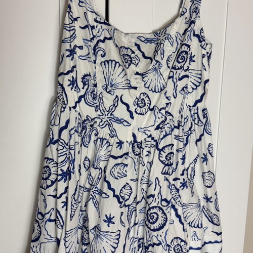 H&M summer dress medium white blue print like new