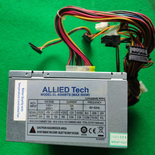 Allied Tech SL-8500BTX 500W Power Supply like new