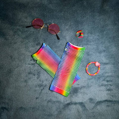 Rainbow Stuff gloves set like new, multicolored