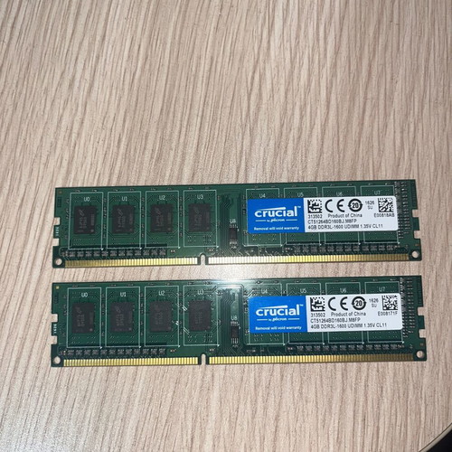 Crucial 8GB Kit (2×4GB) DDR3 1600MHz Desktop RAM like new