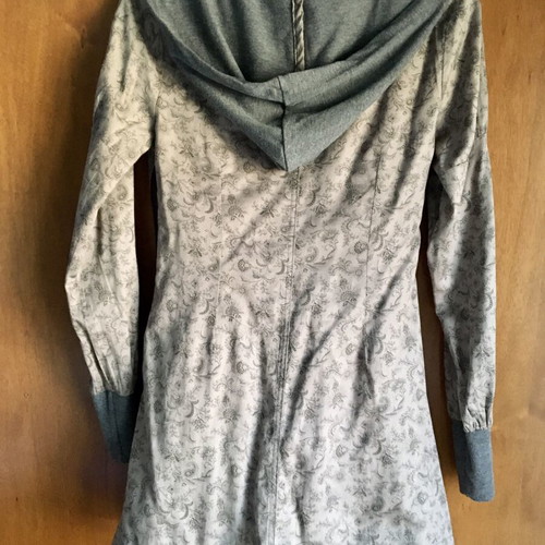 BSB short dress with hood, light grey, cotton fabric