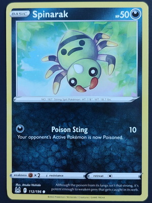 Spinarak Pokémon card Lost Origin LOR 112 near mint, Non-Holo